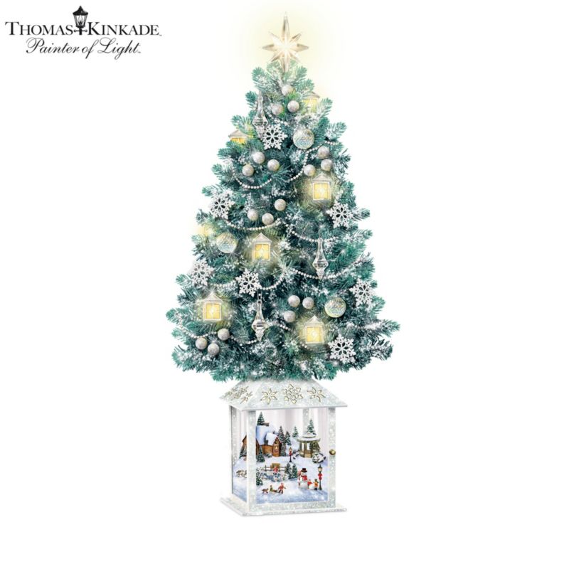 Officially Licensed Thomas Kinkade Illuminated Thomas Kinkade 'Festival Of Lights' Illuminated Tabletop Christmas Tree